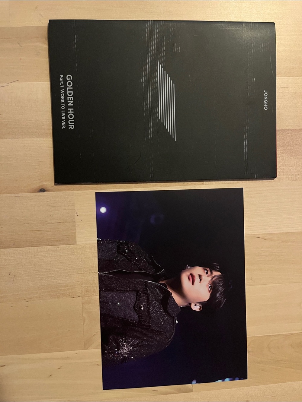 Jongho of Ateez photobook and matte photo - Golden Hour part 1 - work to live